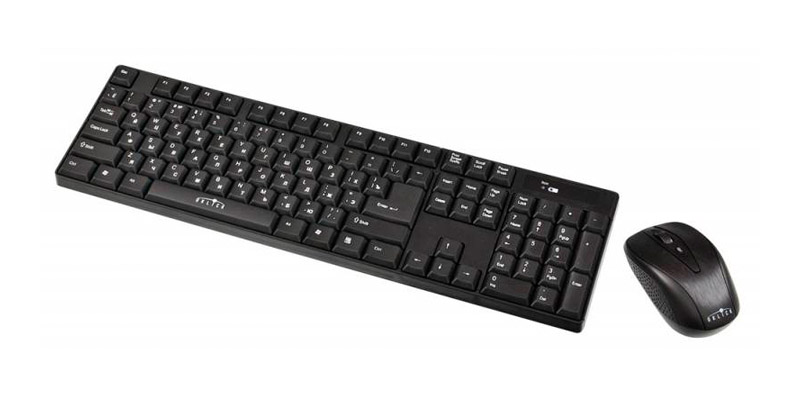 Беспроводные клавиатура + мышь Oklick 210M (черный, USB, мембранная кл-ра, полноразмерная кл-ра, оптическая мышь, 800 dpi, RF 2.4GHz, 2xAAA+2xAAA, опт