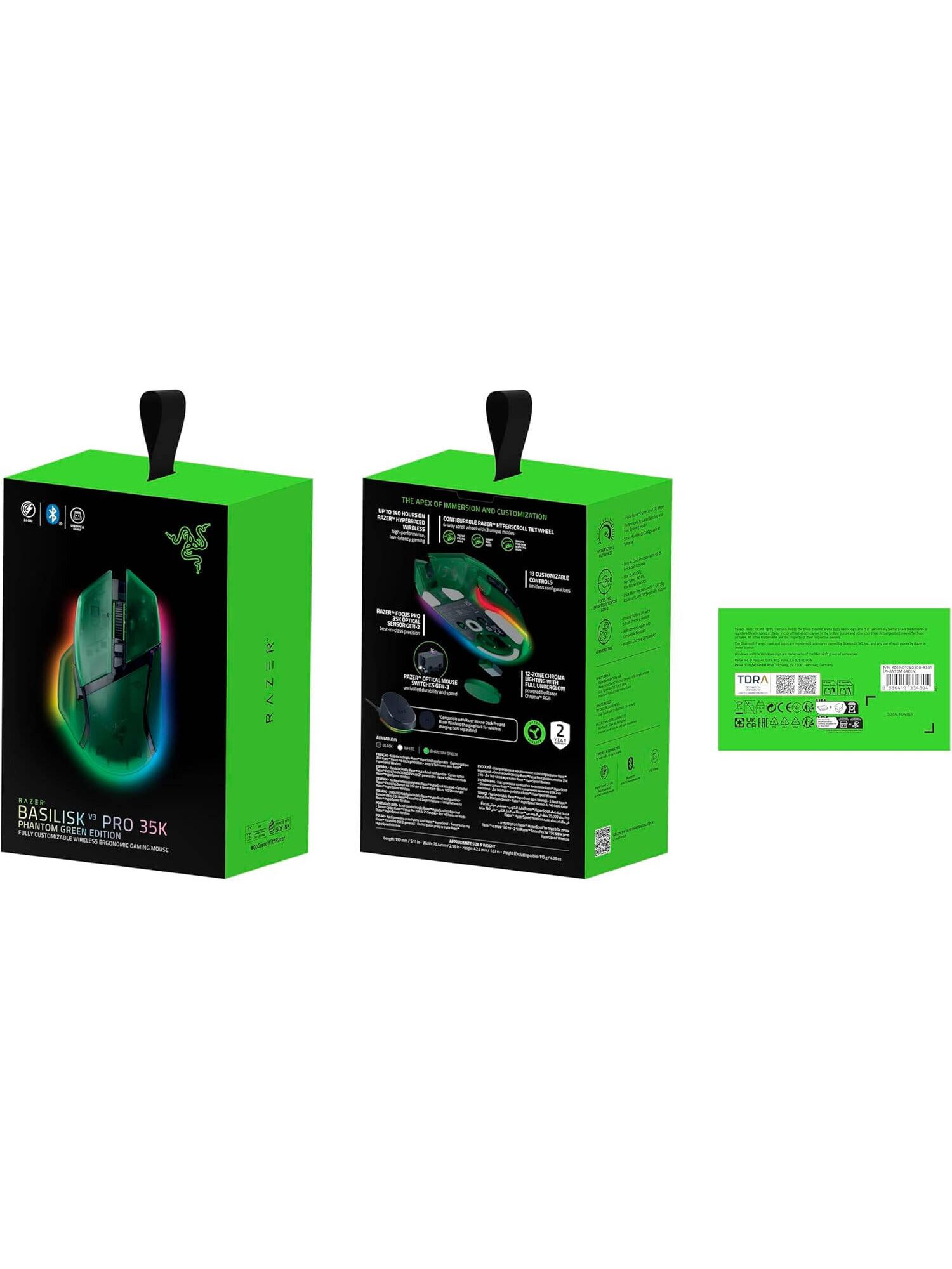 Игровая мышь Razer Basilisk V3 Pro 35K - Phantom Green Ed. Mouse Razer RZ01-05240300-R3G1