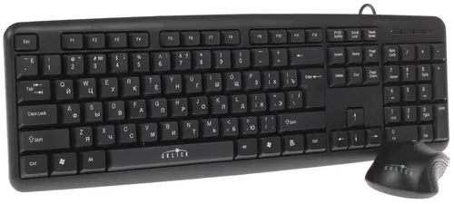 Комплект клавиатура + мышь Oklick 600M (черный, USB, мембранная кл-ра, 1.35 м, полноразмерная кл-ра, оптическая мышь, 1200 dpi, влагозащищенная) [ 337