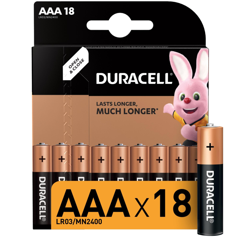 Батарейки AAA Duracell Basic LR03-18BL/1 (1 шт, MN2400)