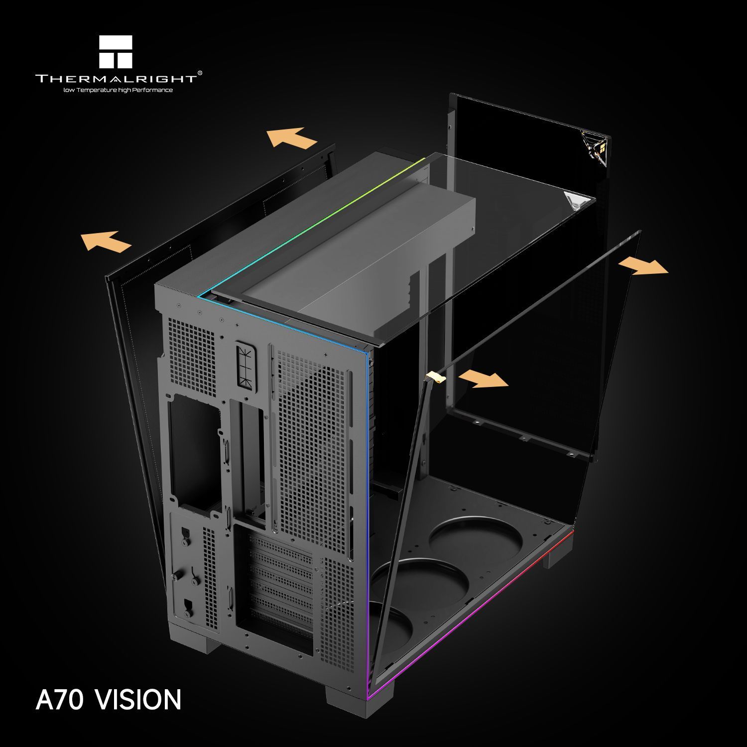 Корпус без блока питания Thermalright TR-A70 Vision Black FAN5-C (TR-A70 Vision Black FAN5-C)